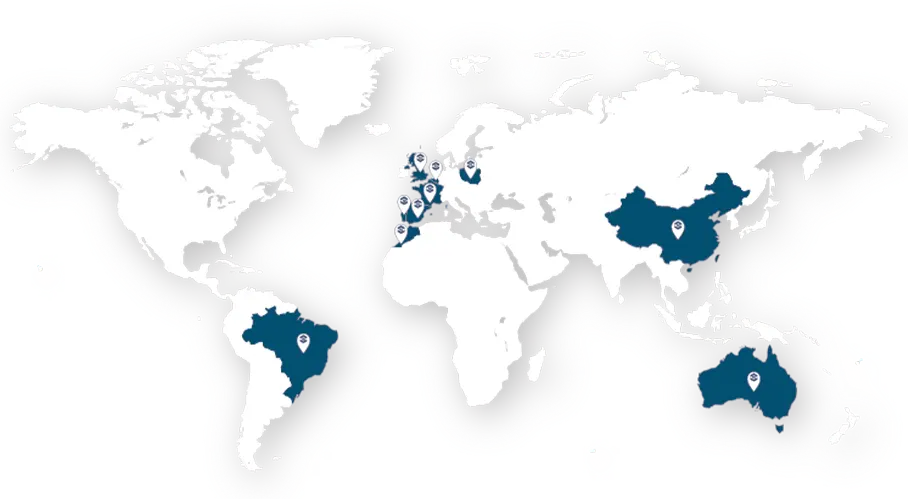 Mapa onde temos máquinas IUSYS no mundo